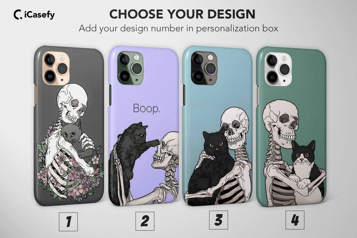 Skeleton Cat Halloween Phone Case Art Cover - Image 1