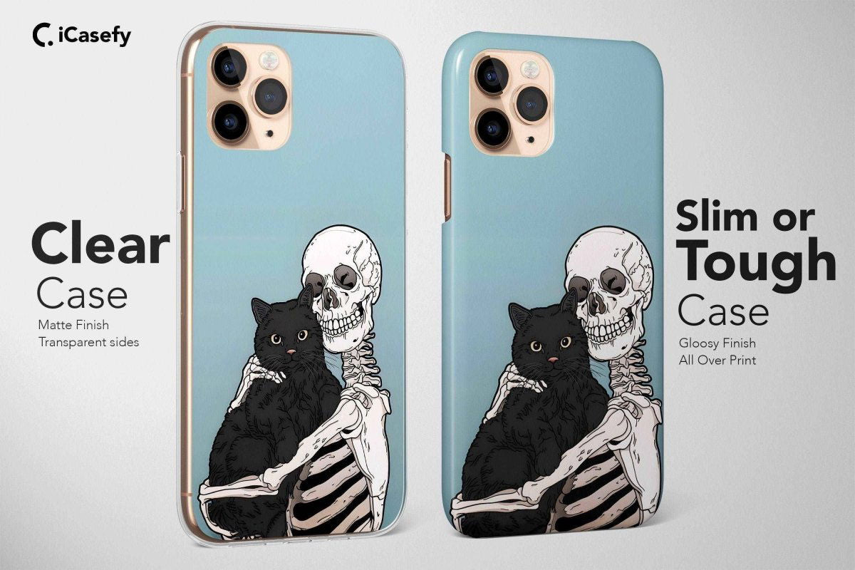 Skeleton Cat Halloween Phone Case Art Cover - Image 2