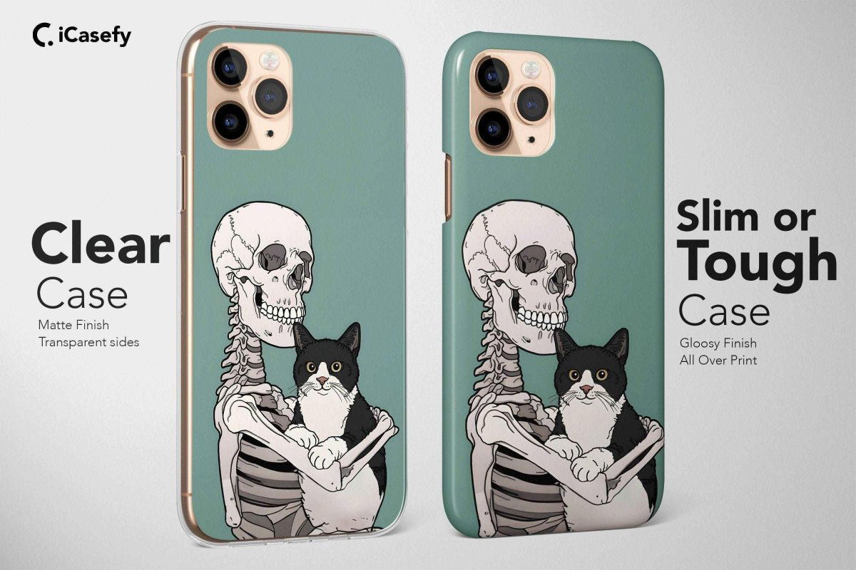 Skeleton Cat Halloween Phone Case Art Cover - Image 3