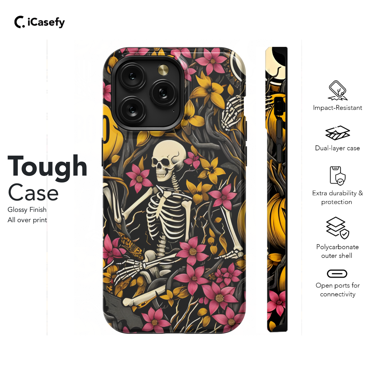 Skeleton Flower Gothic Phone Case iPhone Samsung Cover Pixel 1681 - Image 5