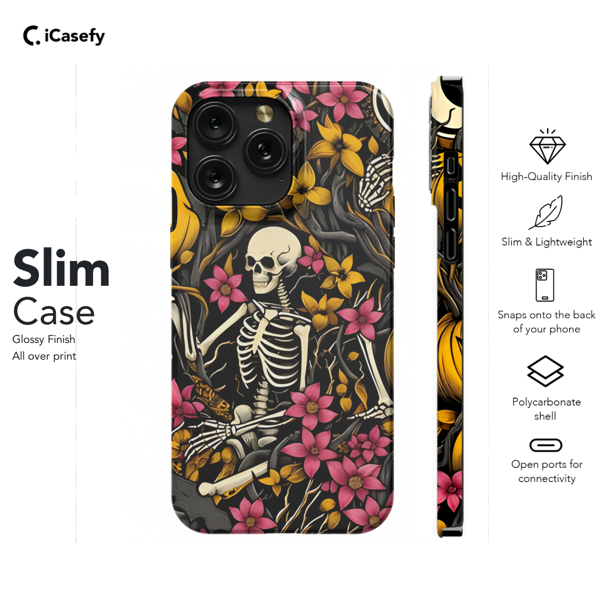 Skeleton Flower Gothic Phone Case iPhone Samsung Cover Pixel 1681 - Image 6