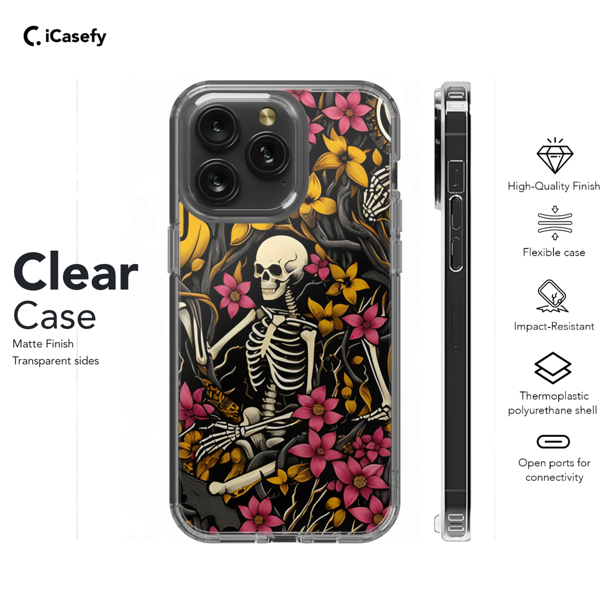 Skeleton Flower Gothic Phone Case iPhone Samsung Cover Pixel 1681 - Image 7