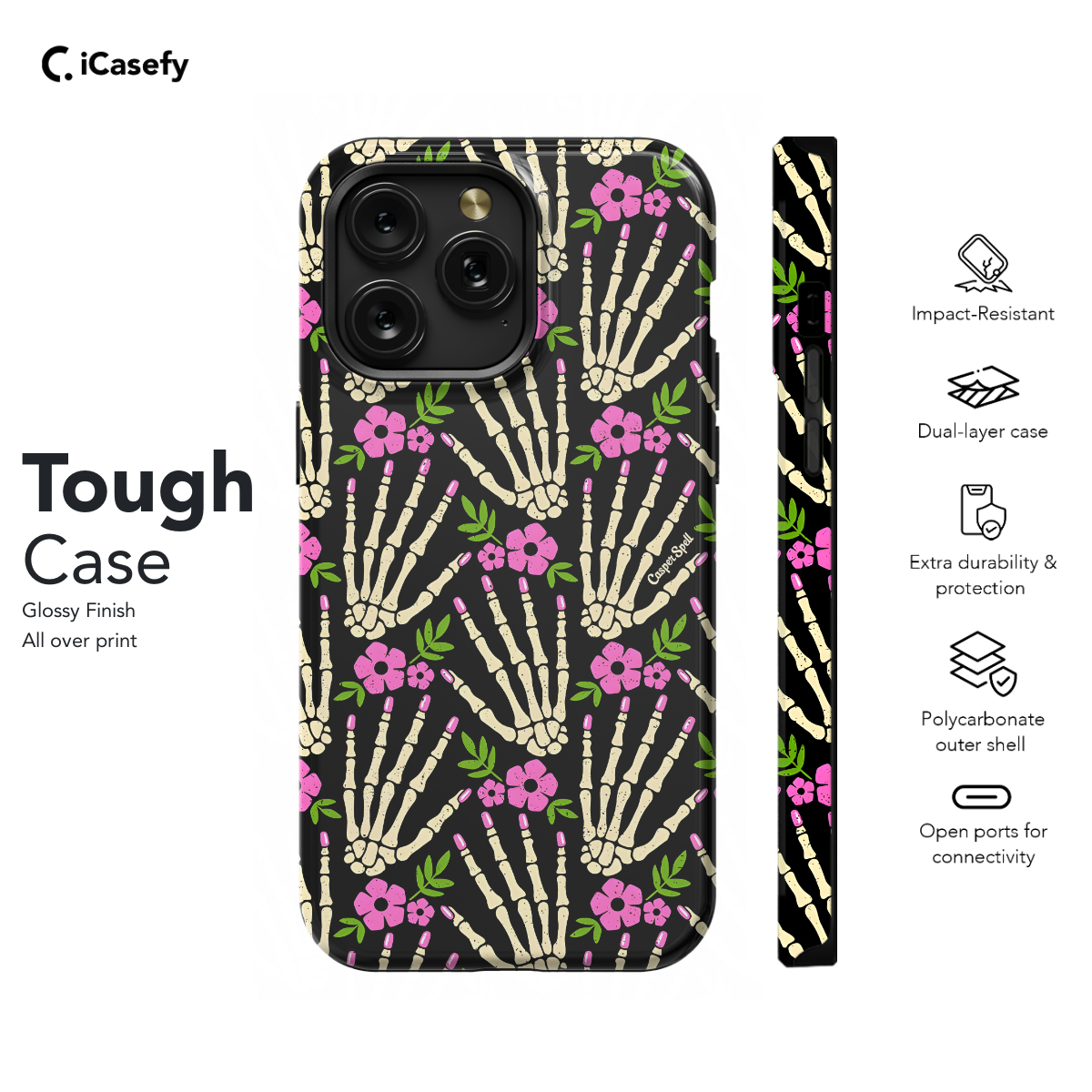 Skeleton Hand Glamour Girl Flower Phone Case iPhone Samsung Pixel & More 155 - Image 5