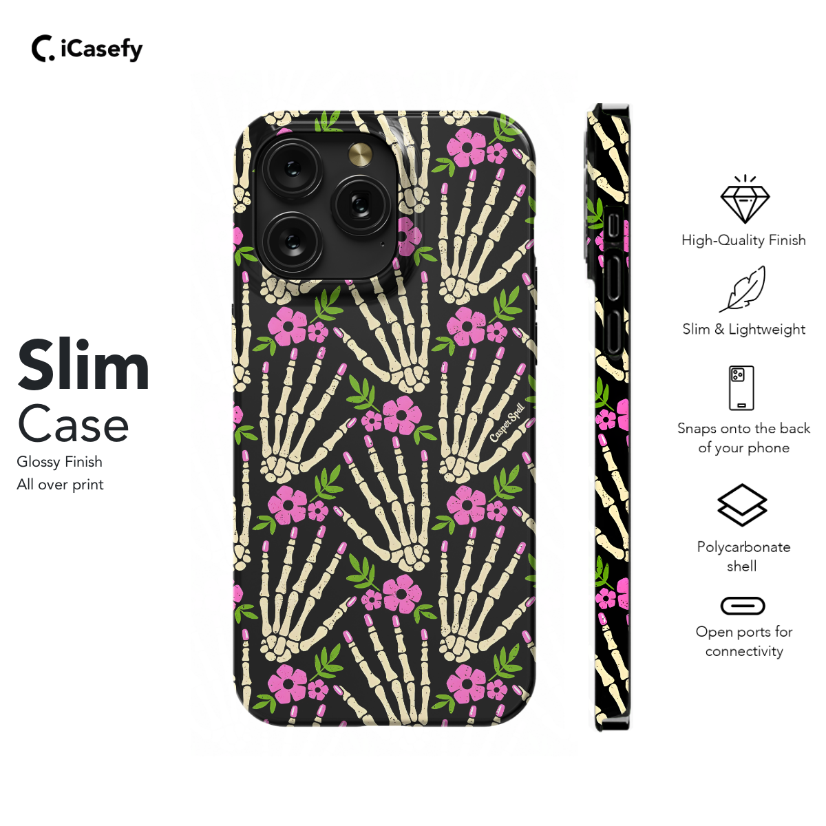 Skeleton Hand Glamour Girl Flower Phone Case iPhone Samsung Pixel & More 155 - Image 6