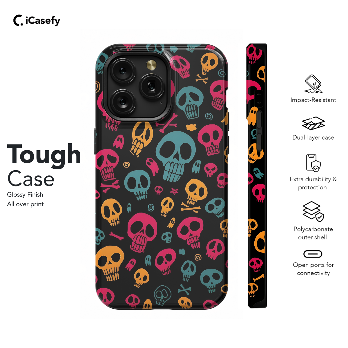 Skull Colorful Heads Phone Case iPhone Samsung Pixel & More 145 - Image 5