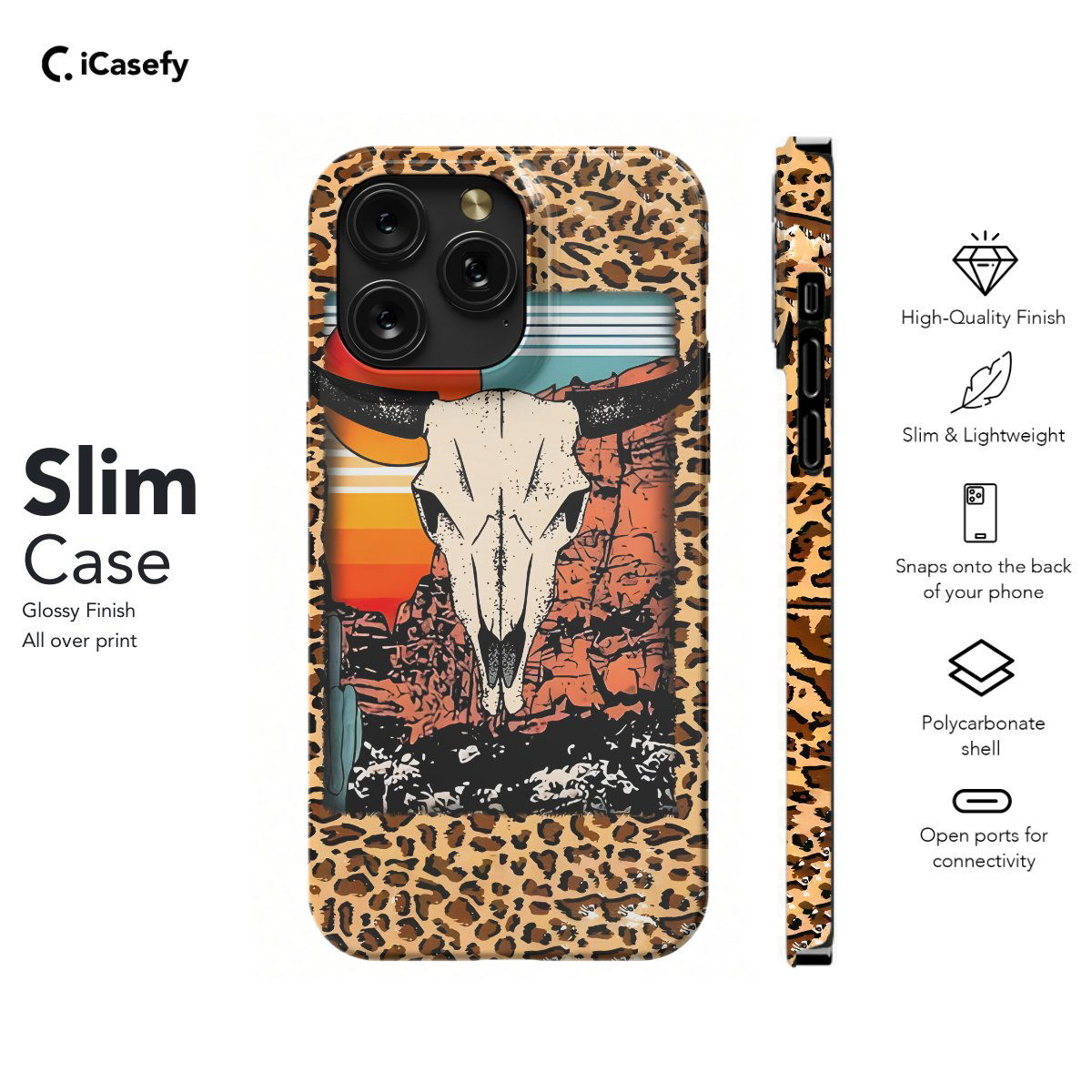 Skull Western Cowboy Cow Print Mountain Phone Case iPhone Samsung Pixel & More - Image 6