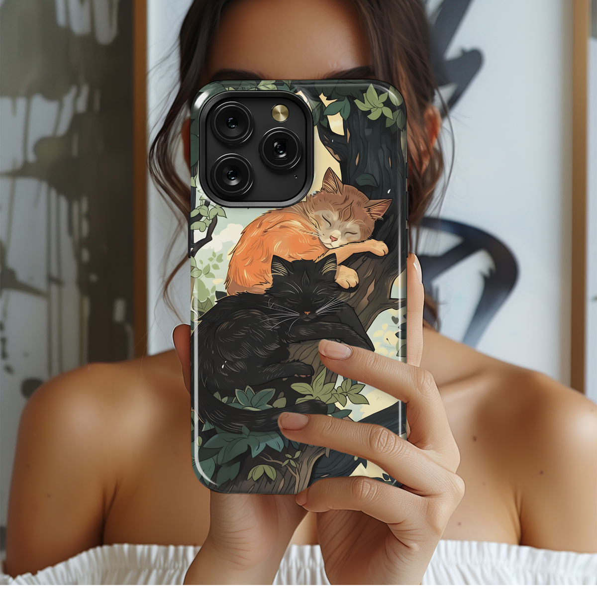 Sleepy Treetop Cats
 Phone Case iPhone Samsung Cover Pixel 4009 - Image 2