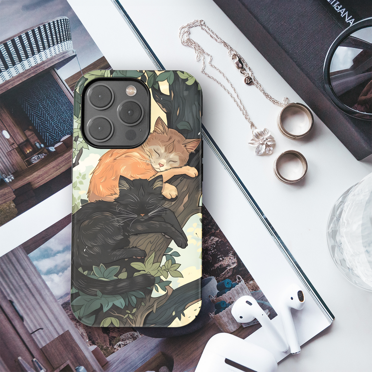 Sleepy Treetop Cats
 Phone Case iPhone Samsung Cover Pixel 4009 - Image 3