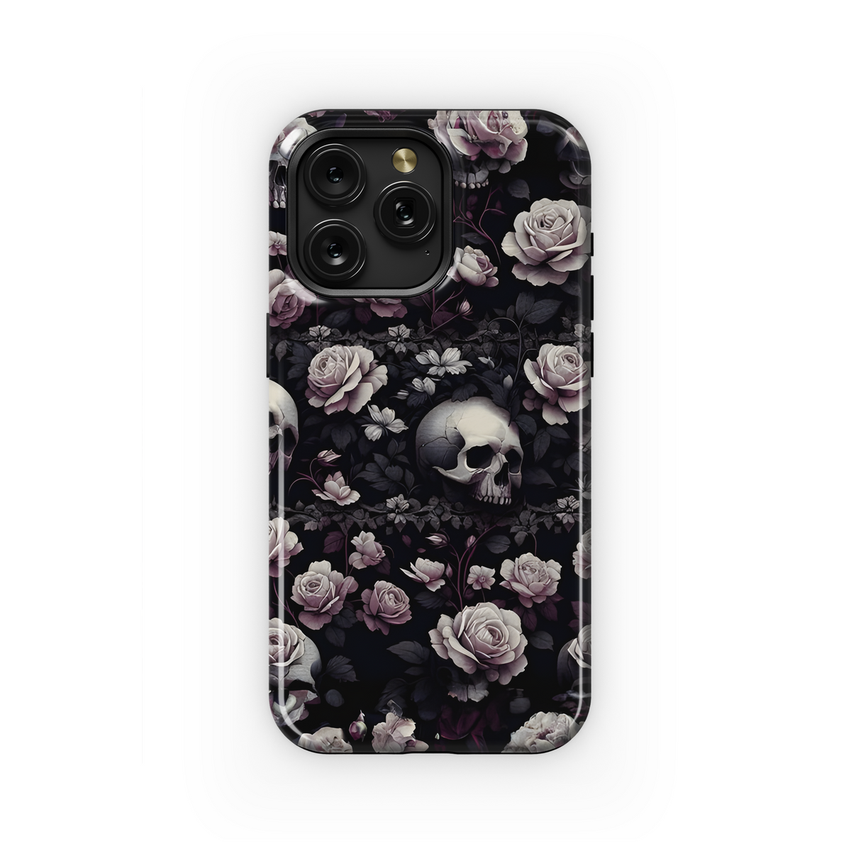 Small White Rose and Skull Phone Case iPhone Samsung Cover Pixel 2877 - Image 1