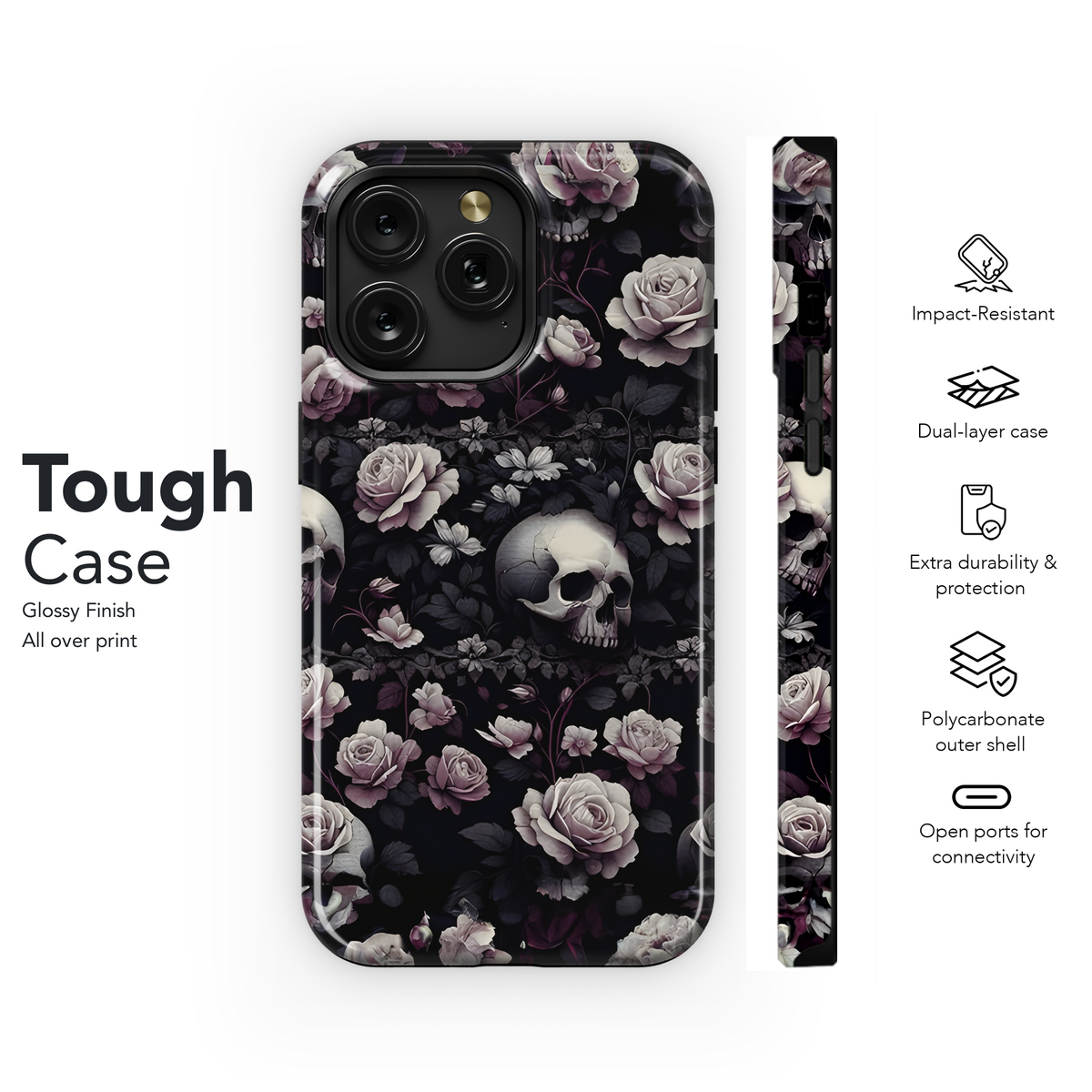 Small White Rose and Skull Phone Case iPhone Samsung Cover Pixel 2877 - Image 6