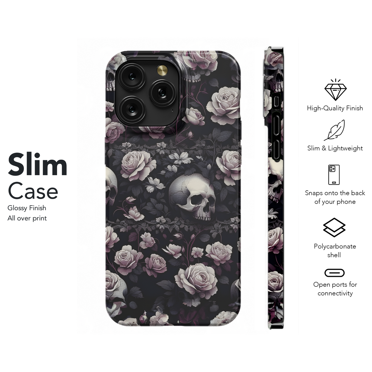 Small White Rose and Skull Phone Case iPhone Samsung Cover Pixel 2877 - Image 7