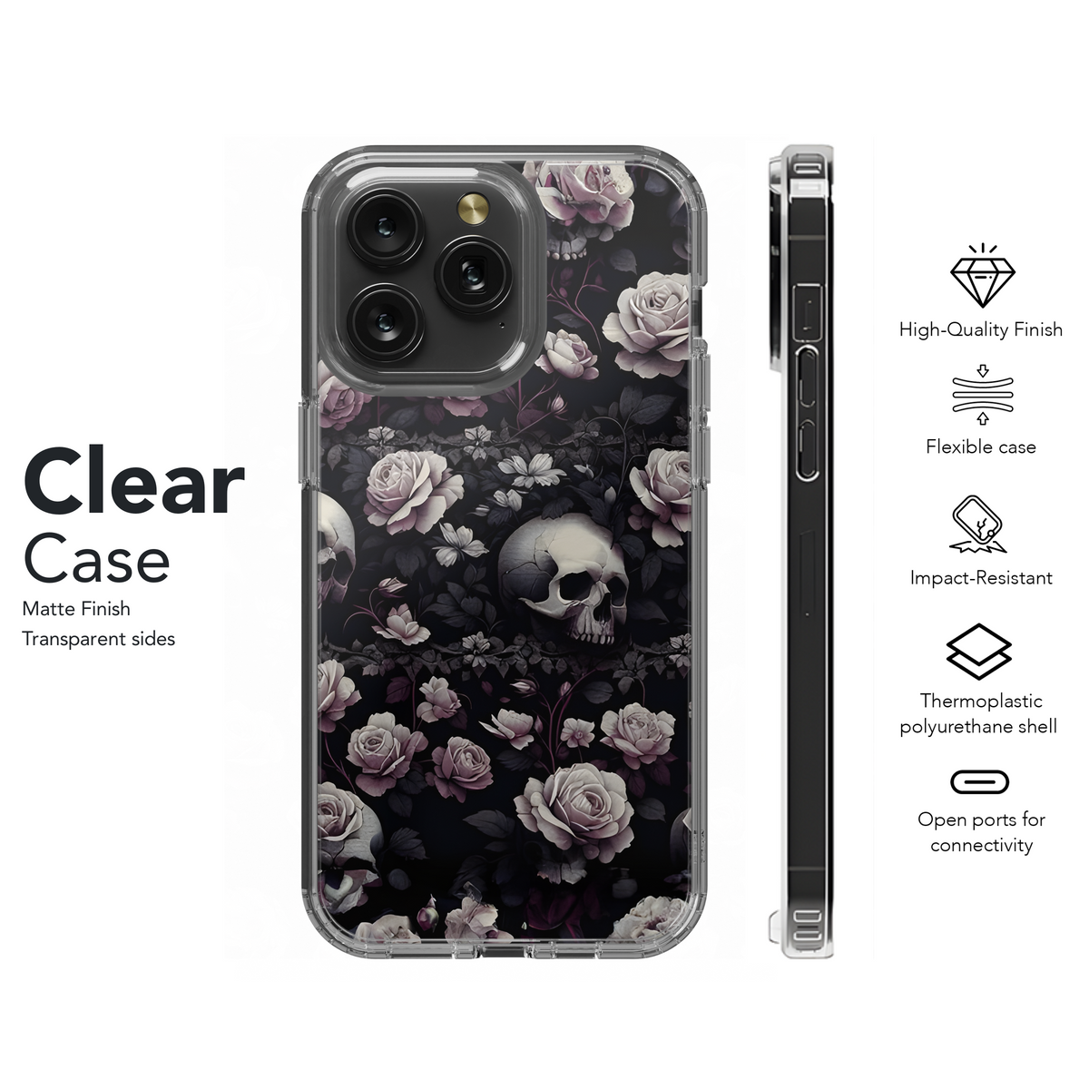 Small White Rose and Skull Phone Case iPhone Samsung Cover Pixel 2877 - Image 8