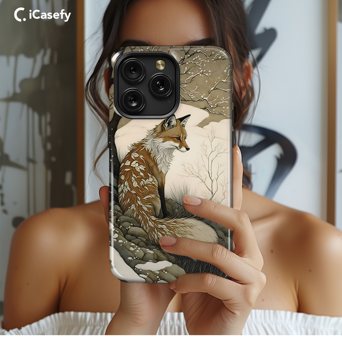 Snow Texture Fox Winter Phone Case iPhone Samsung Cover Pixel 1921 - Image 2