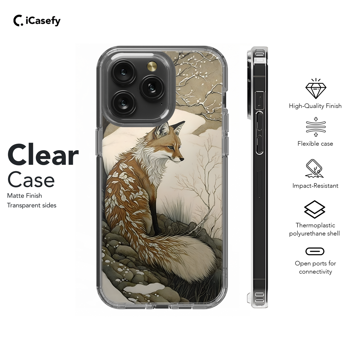 Snow Texture Fox Winter Phone Case iPhone Samsung Cover Pixel 1921 - Image 8