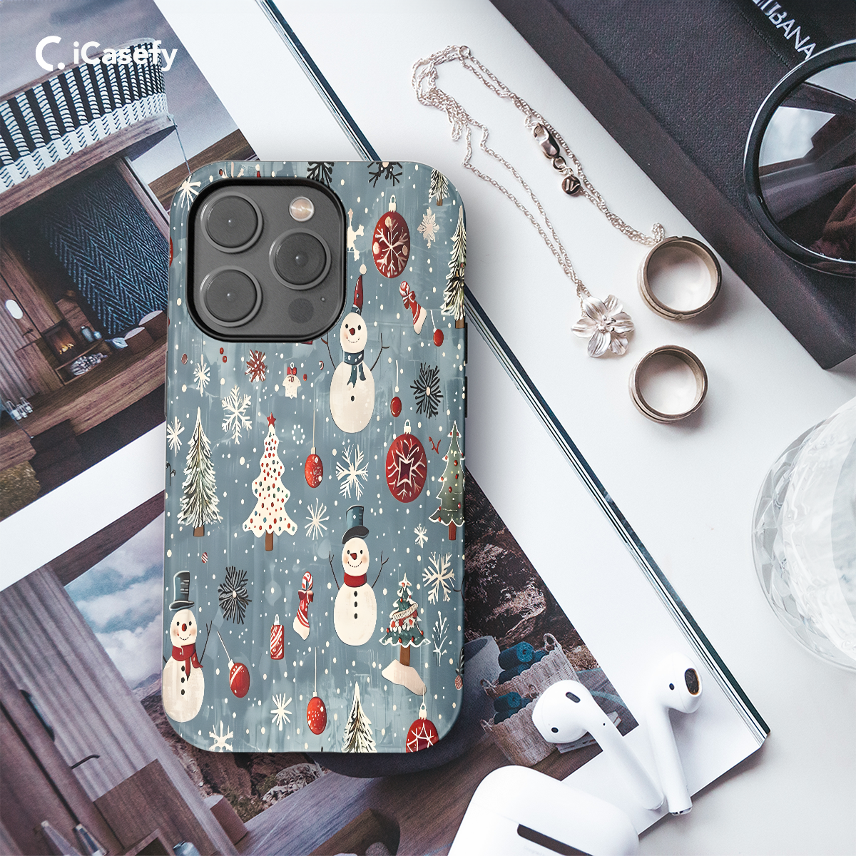 Snowman Cute Winter Snow Christmas Phone Case iPhone Samsung Cover Pixel 1074 - Image 3