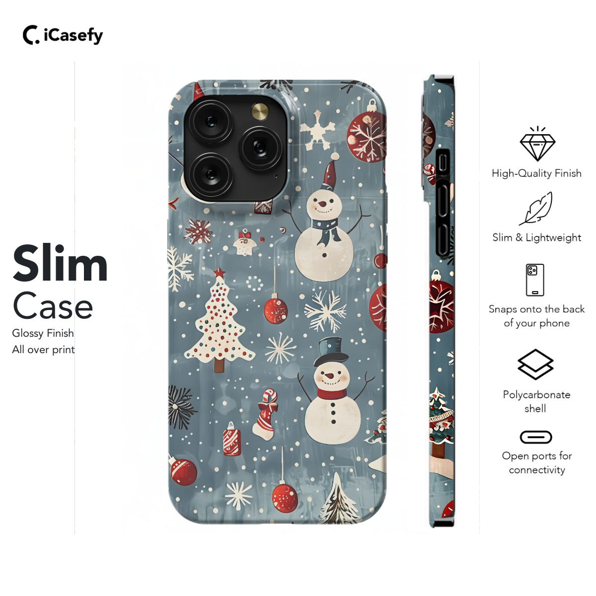 Snowman Cute Winter Snow Christmas Phone Case iPhone Samsung Cover Pixel 1074 - Image 6