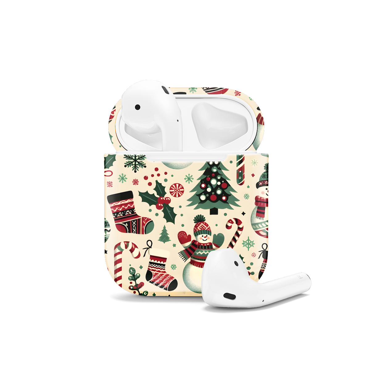 Snowman Cute Winter Snow Christmas Tree AirPods Case AirPods Pro AirPods Pro 2 AirPods 3 AirPods 2 Glossy 1594 - Image 1