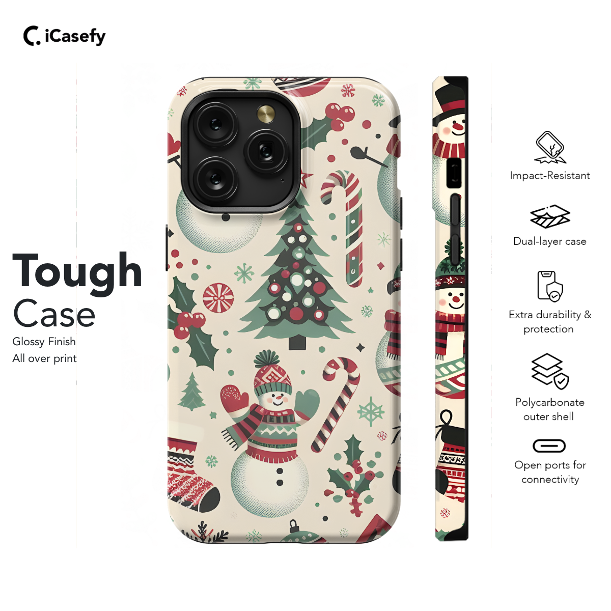 Snowman Cute Winter Snow Christmas Tree Phone Case iPhone Samsung Cover Pixel 1073 - Image 5