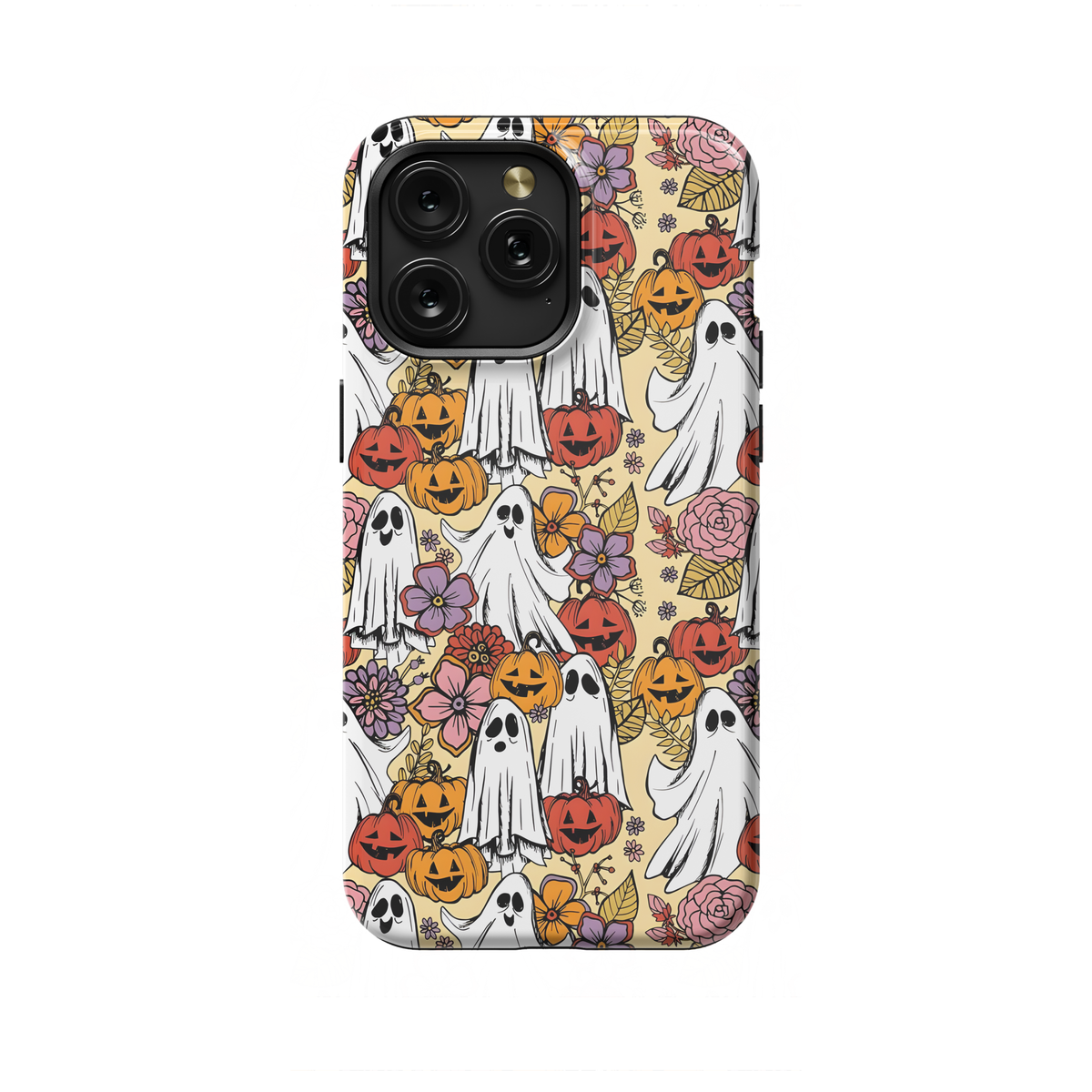 Spooky Pumpkin Ghosts Floral Phone Case iPhone Samsung Pixel & More 144 - Image 1