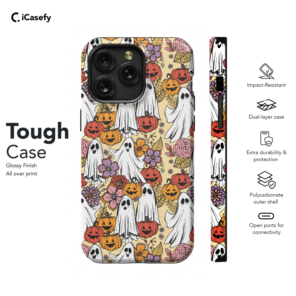 Spooky Pumpkin Ghosts Floral Phone Case iPhone Samsung Pixel & More 144 - Image 5