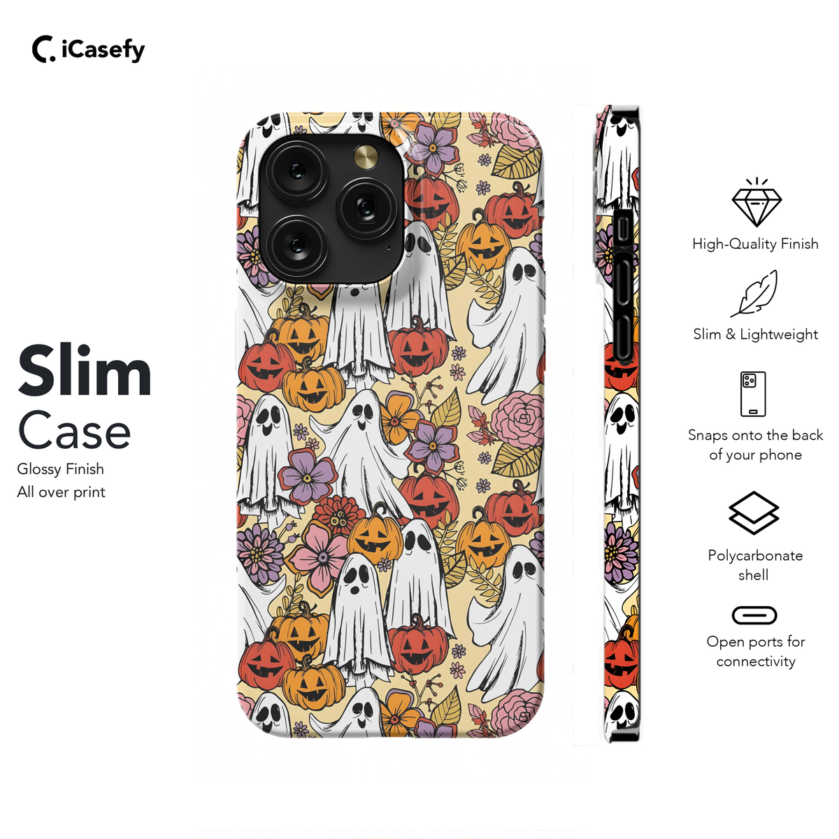 Spooky Pumpkin Ghosts Floral Phone Case iPhone Samsung Pixel & More 144 - Image 6