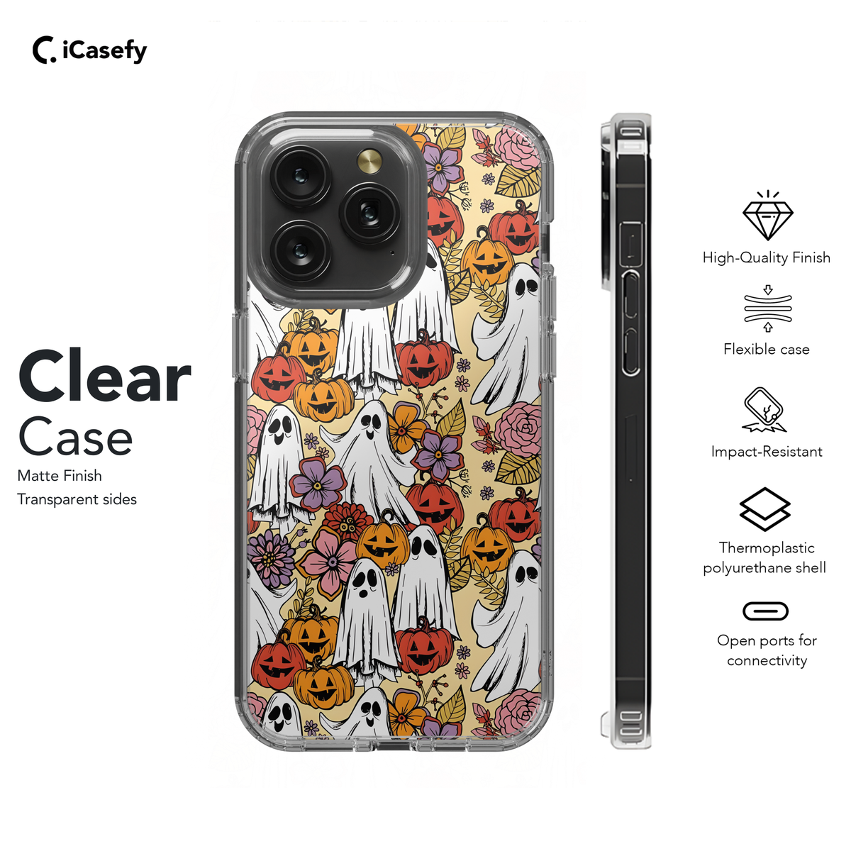 Spooky Pumpkin Ghosts Floral Phone Case iPhone Samsung Pixel & More 144 - Image 7