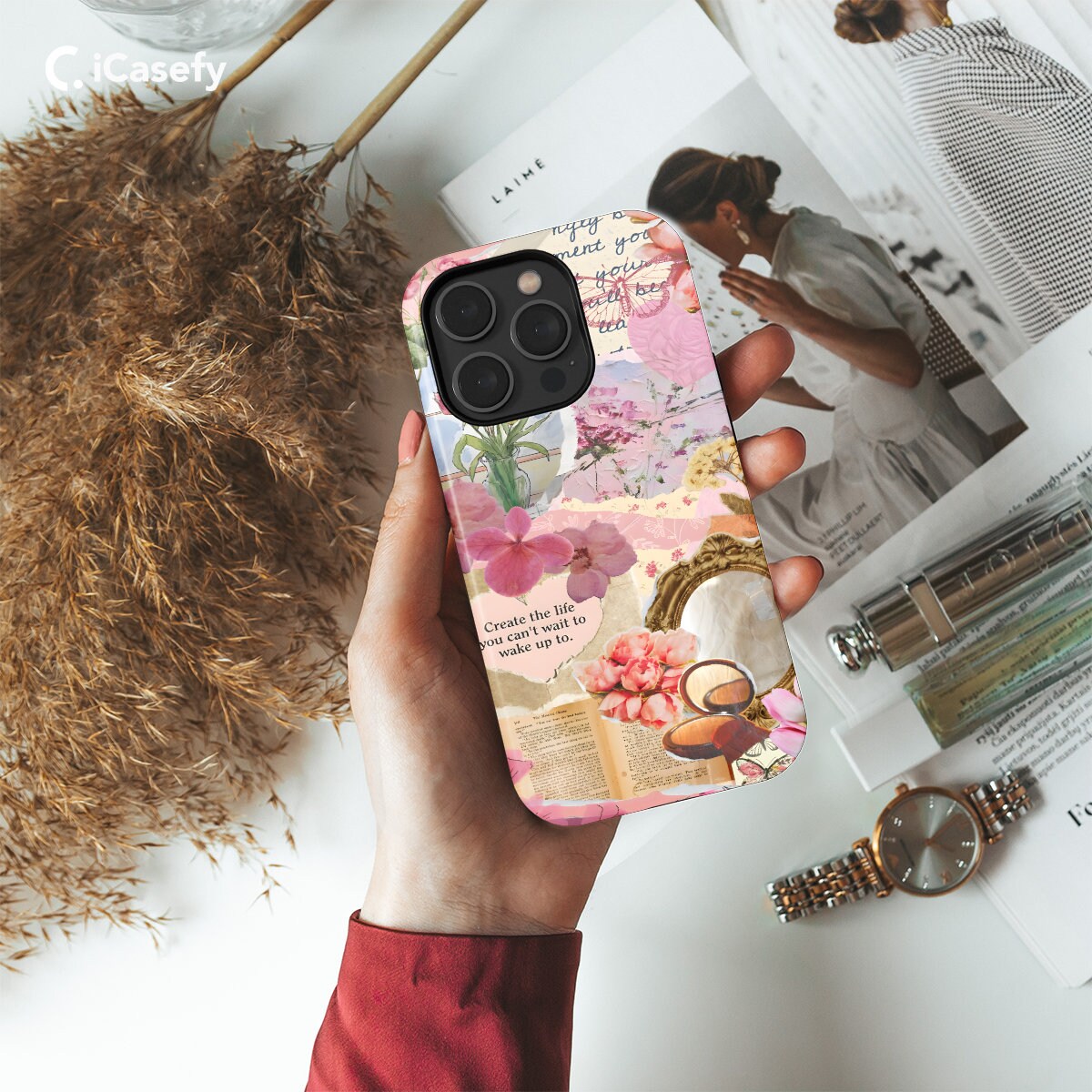 Spring Collage Phone Case - Light Pink - iPhone Samsung and Pixel - Aesthetic Design - Image 2