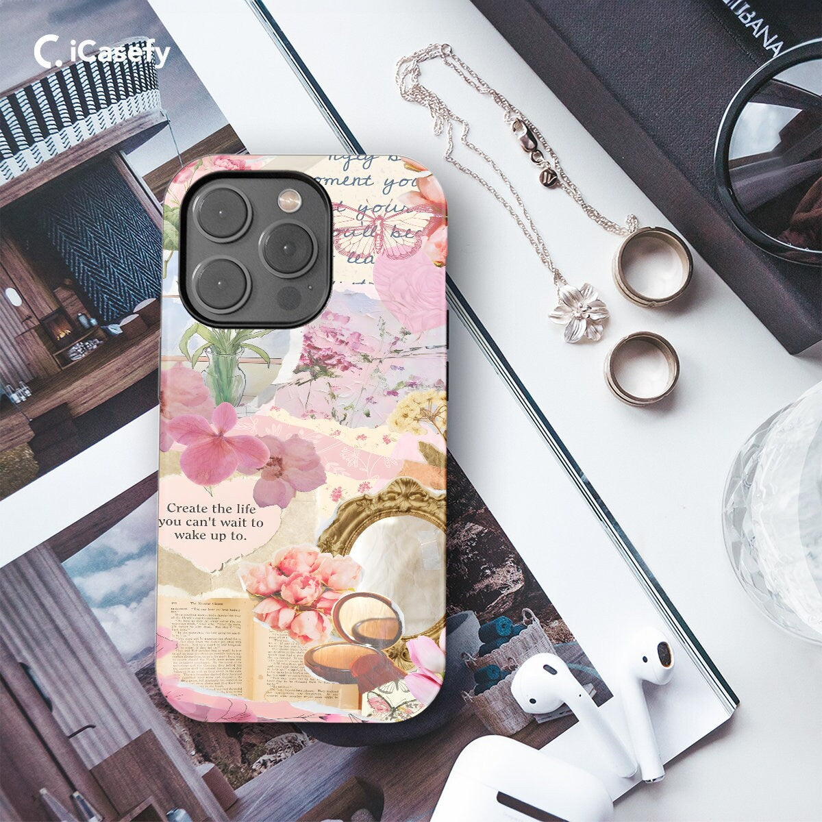 Spring Collage Phone Case - Light Pink - iPhone Samsung and Pixel - Aesthetic Design - Image 3