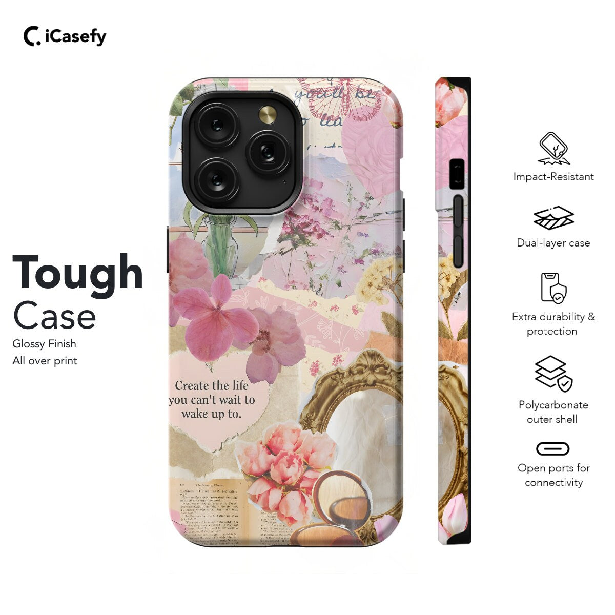 Spring Collage Phone Case - Light Pink - iPhone Samsung and Pixel - Aesthetic Design - Image 5