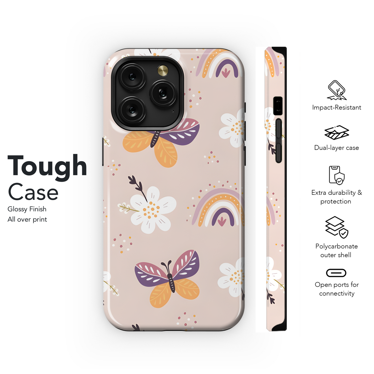 Spring Floral Butterfly Rainbow Phone Case iPhone Samsung Cover Pixel 3951 - Image 6