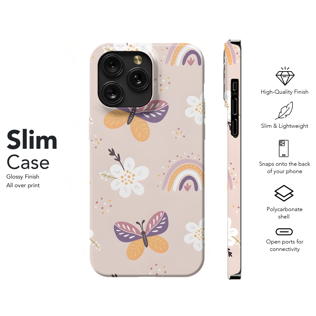 Spring Floral Butterfly Rainbow Phone Case iPhone Samsung Cover Pixel 3951 - Image 7