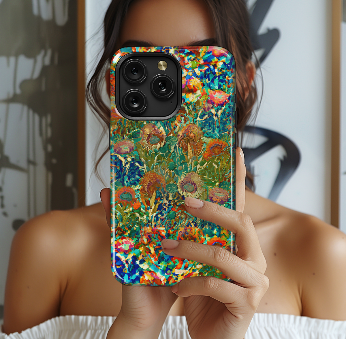 Stained Glass Abstract Tropical Leaves Phone Case iPhone Samsung Cover Pixel 3335 - Image 2