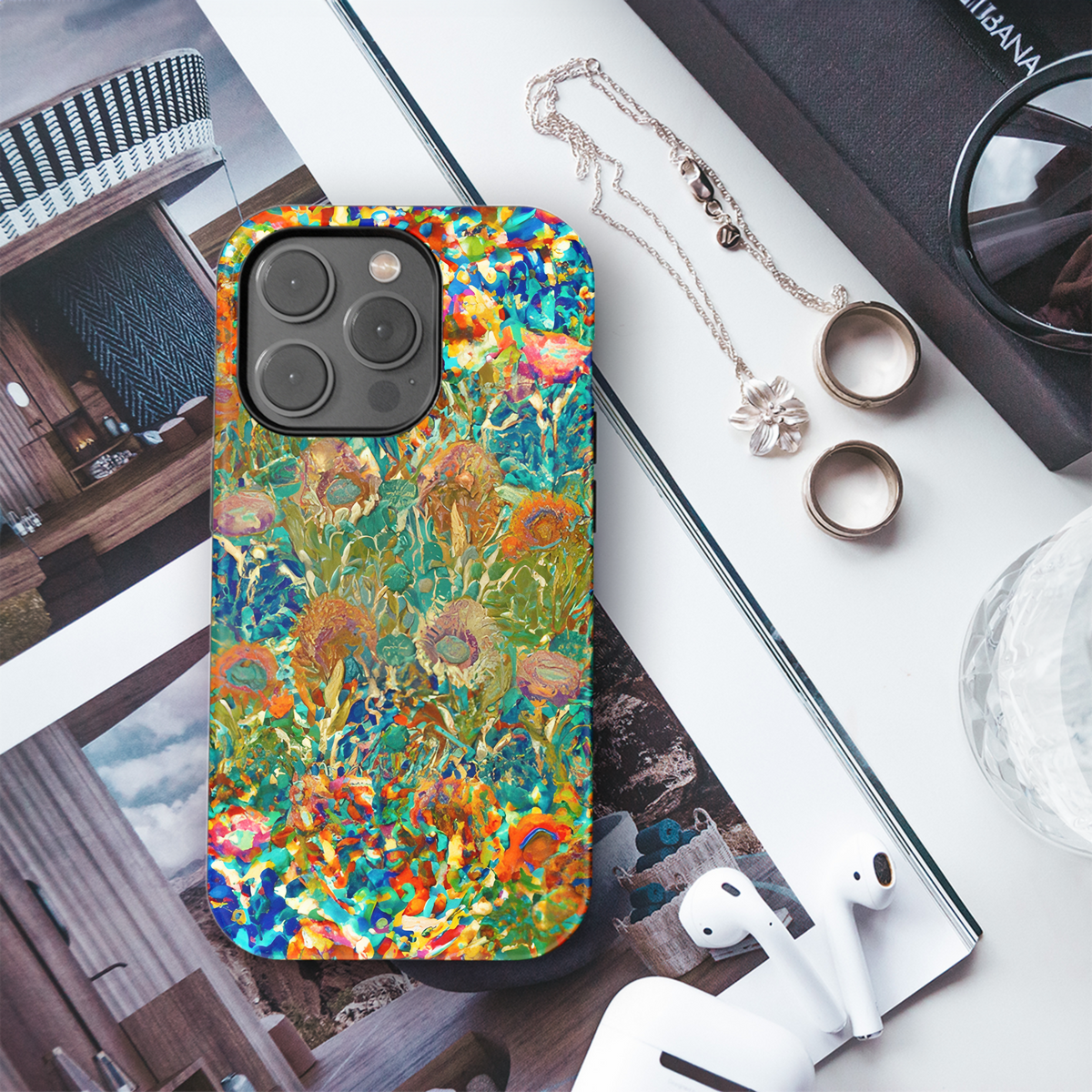 Stained Glass Abstract Tropical Leaves Phone Case iPhone Samsung Cover Pixel 3335 - Image 3