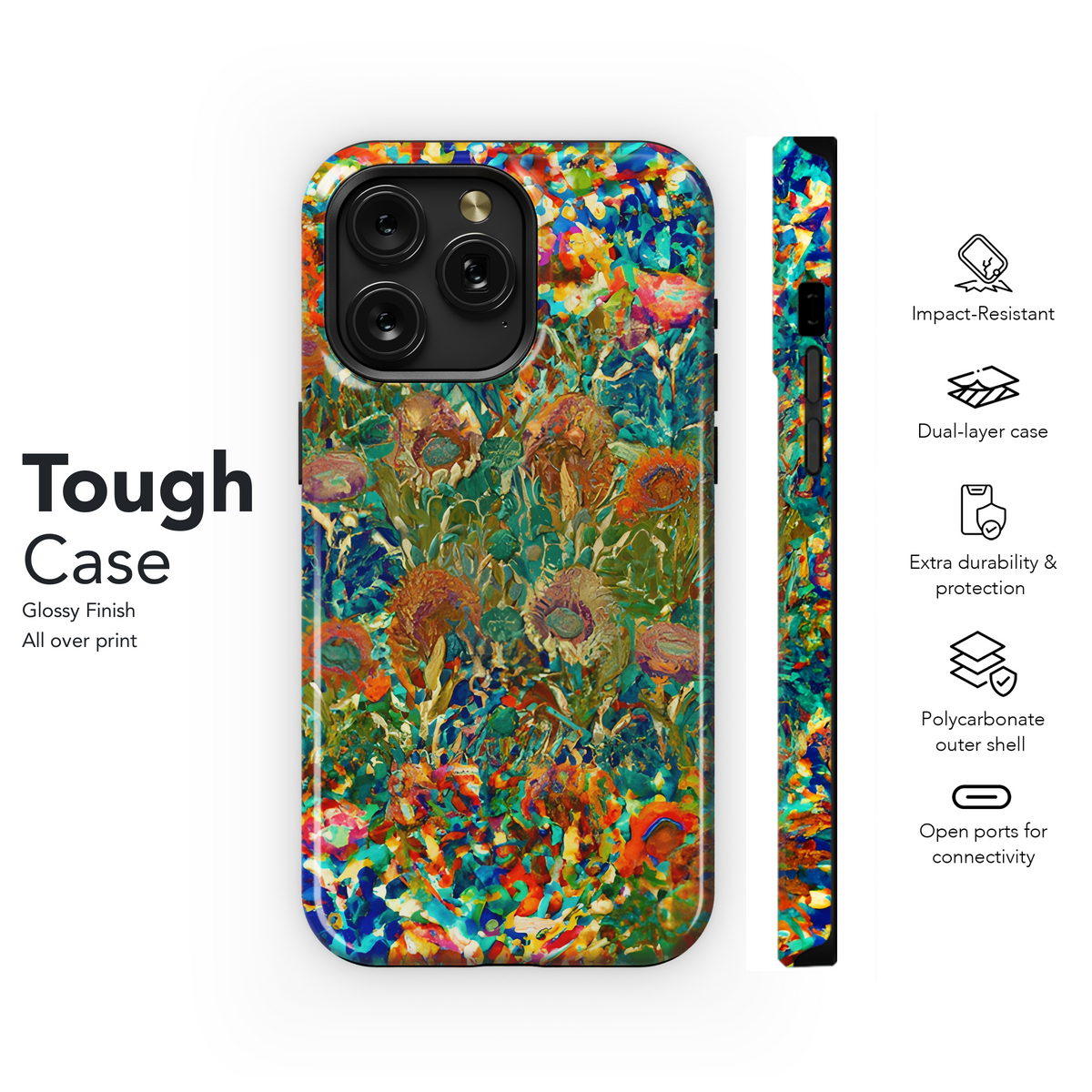 Stained Glass Abstract Tropical Leaves Phone Case iPhone Samsung Cover Pixel 3335 - Image 6