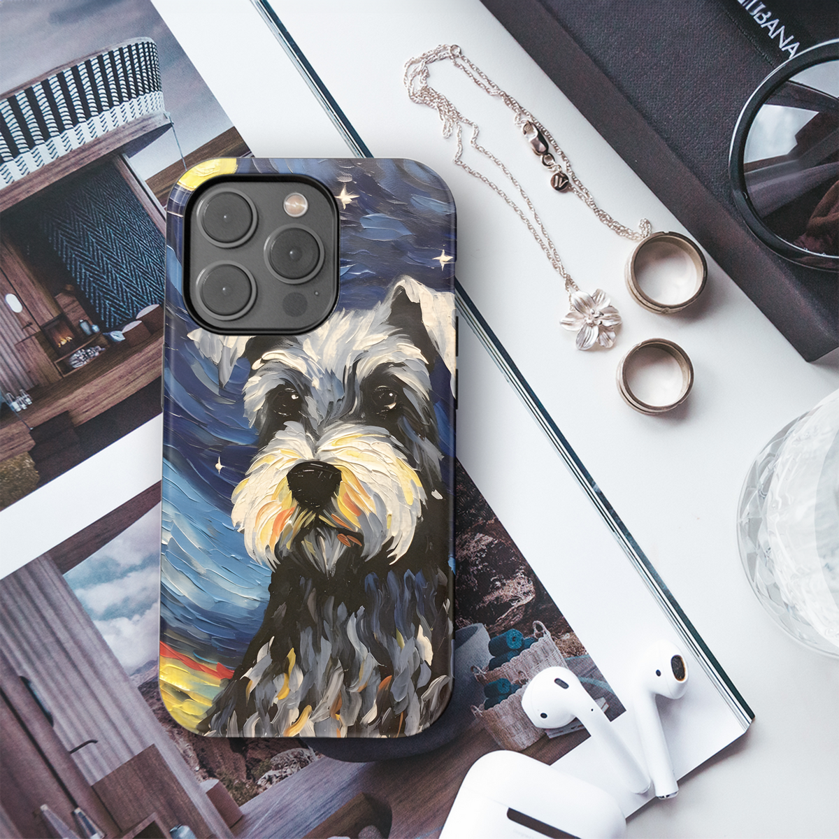 Starry Night Miniature Schnauzer Phone Case iPhone Samsung Cover Pixel 2032 - Image 3