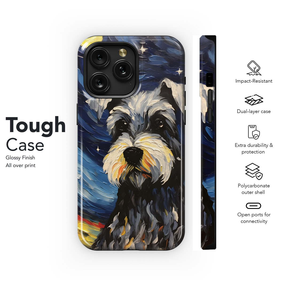 Starry Night Miniature Schnauzer Phone Case iPhone Samsung Cover Pixel 2032 - Image 6