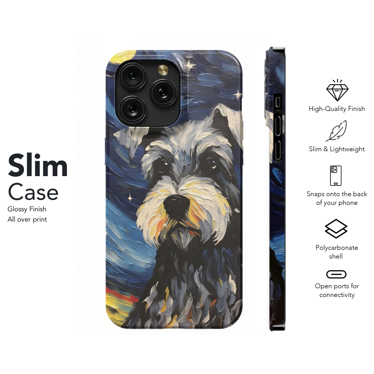 Starry Night Miniature Schnauzer Phone Case iPhone Samsung Cover Pixel 2032 - Image 7