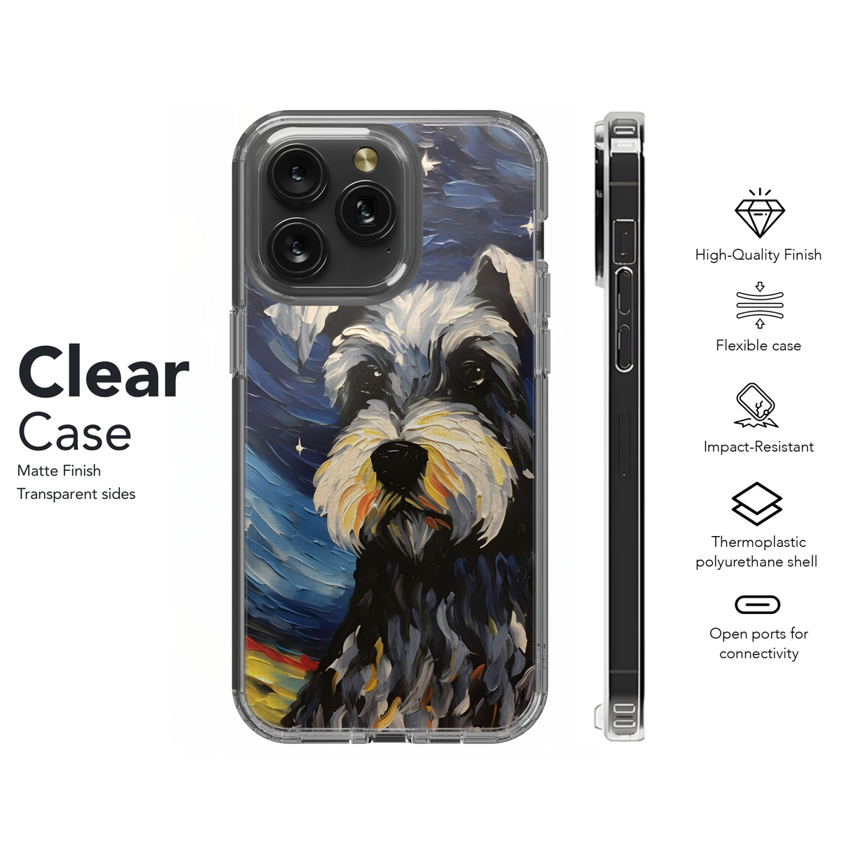 Starry Night Miniature Schnauzer Phone Case iPhone Samsung Cover Pixel 2032 - Image 8