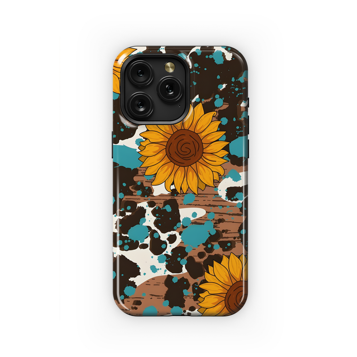 Sunflower Turquoise Cowgirl Wood Phone Case iPhone Samsung Cover Pixel 3187 - Image 1