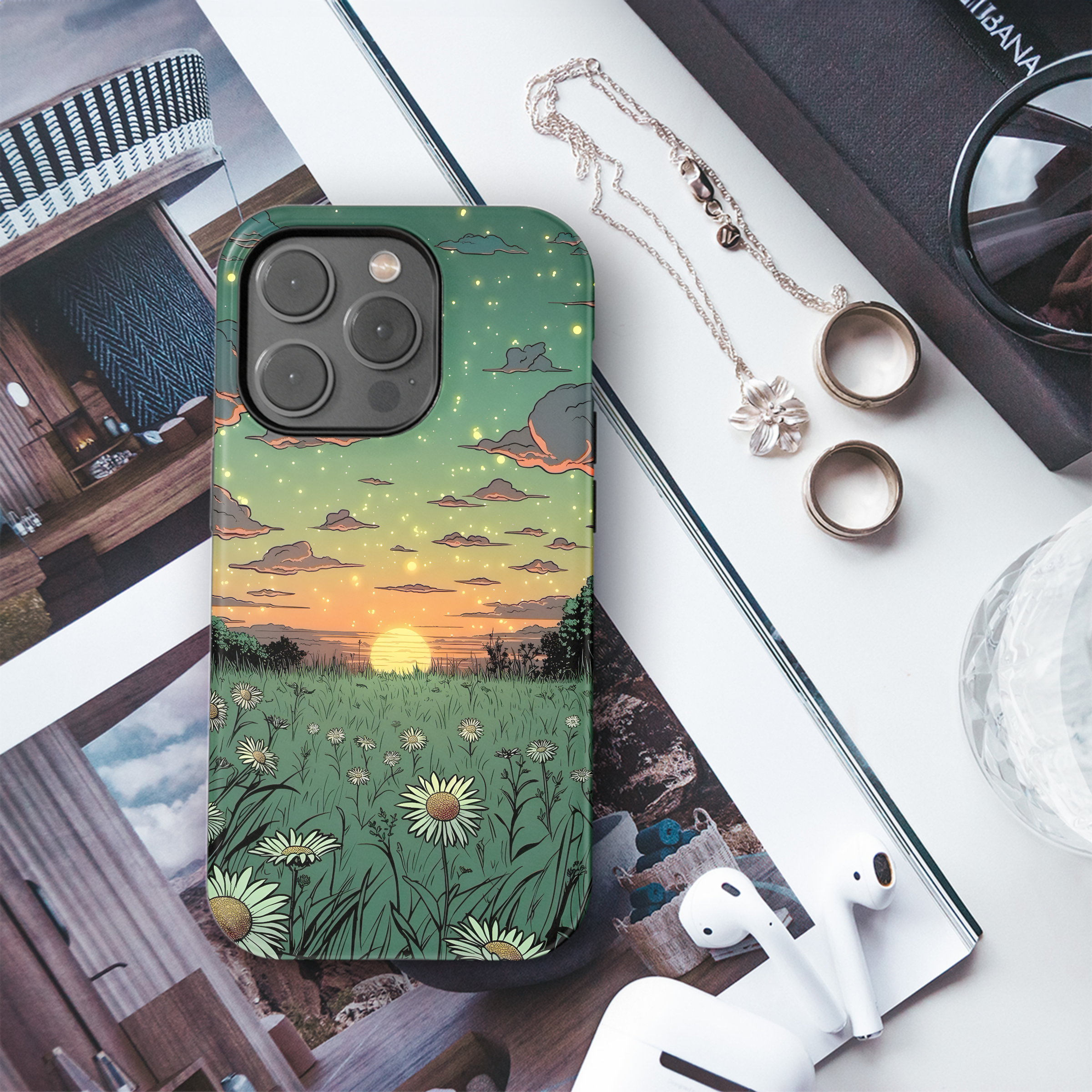 Sunset Daisies Field
 Phone Case iPhone Samsung Cover Pixel 4492 - Image 3