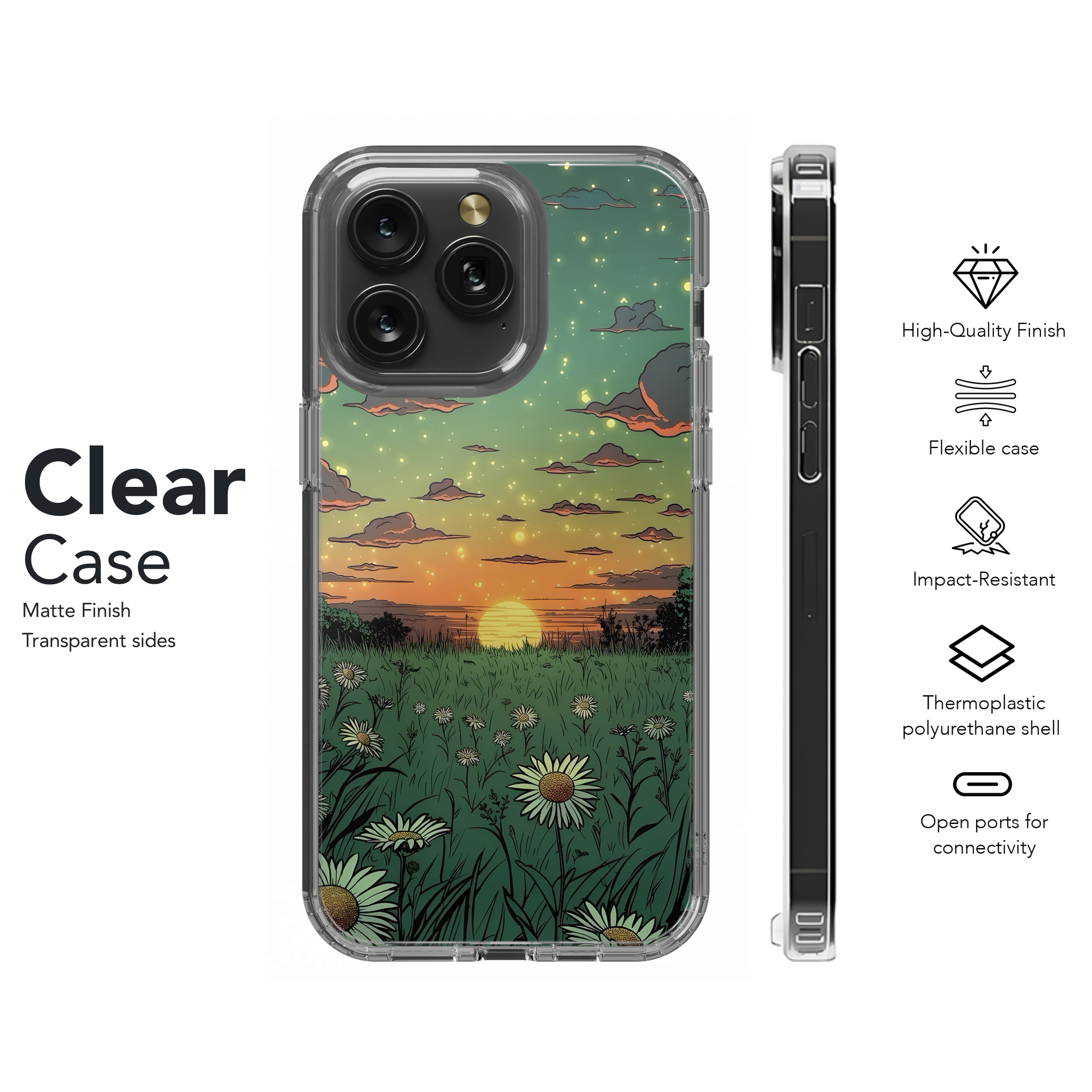 Sunset Daisies Field
 Phone Case iPhone Samsung Cover Pixel 4492 - Image 8