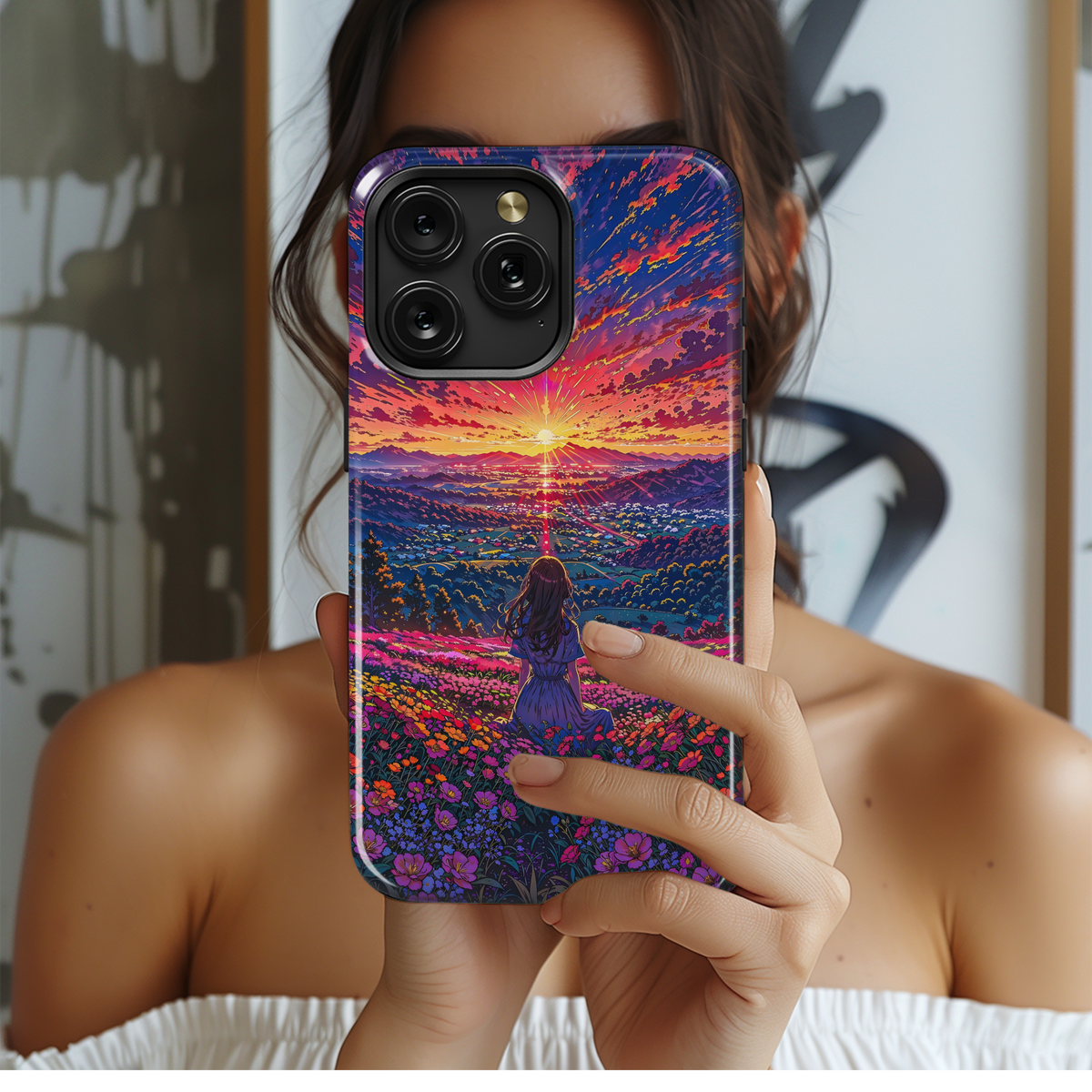 Sunset Flower Field Dream
 Phone Case iPhone Samsung Cover Pixel 4224 - Image 2