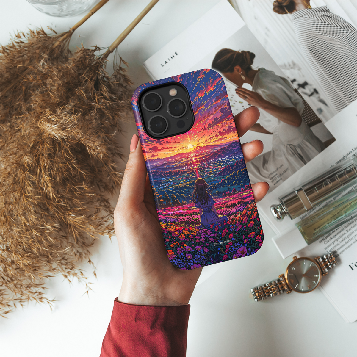 Sunset Flower Field Dream
 Phone Case iPhone Samsung Cover Pixel 4224 - Image 4