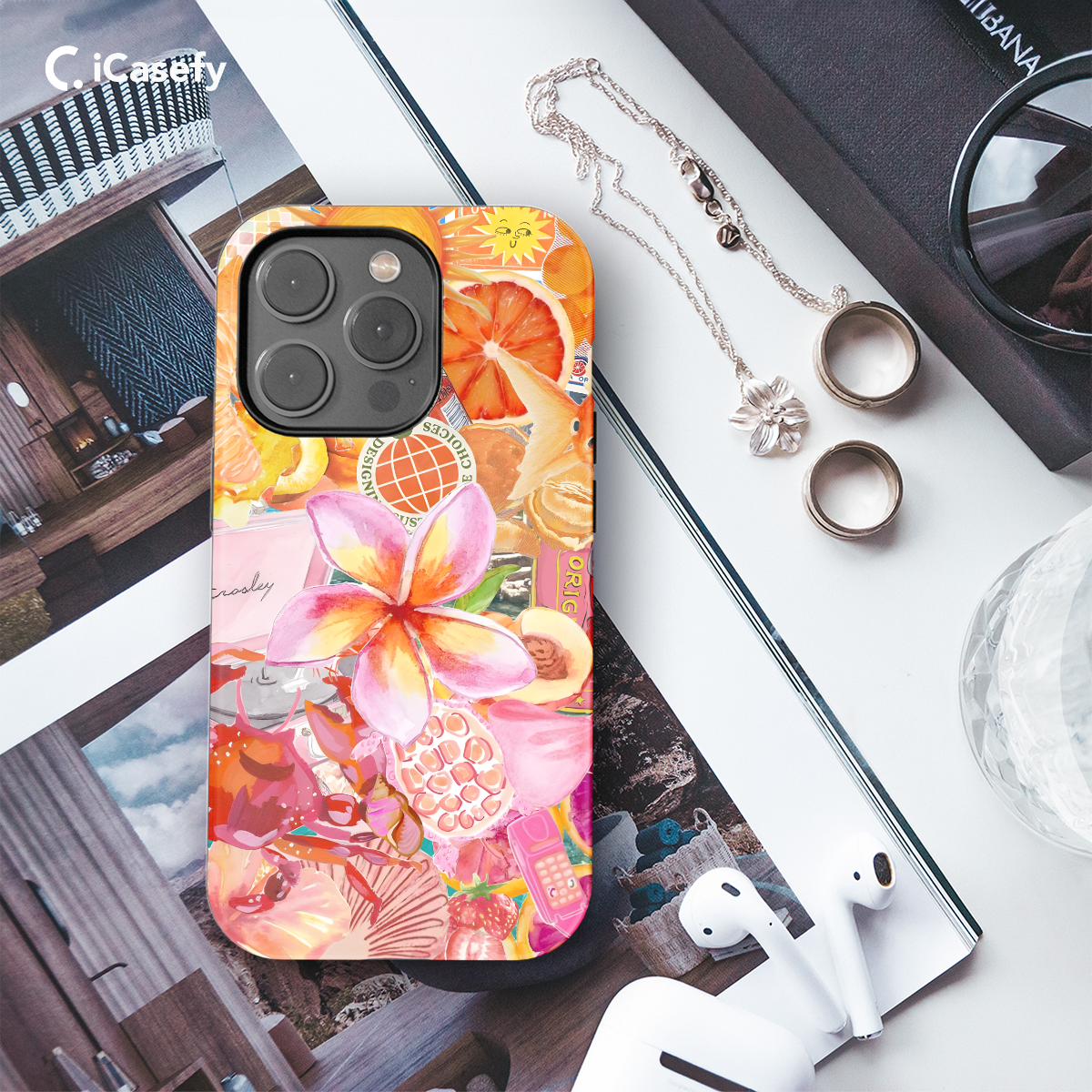 Sunset Flower Sea Life Collage Aesthetic Phone Case iPhone Samsung Pixel & More 362 - Image 3