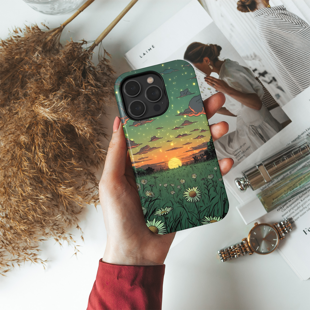 Sunset Meadow Dreamscape
 Phone Case iPhone Samsung Cover Pixel 4013 - Image 4