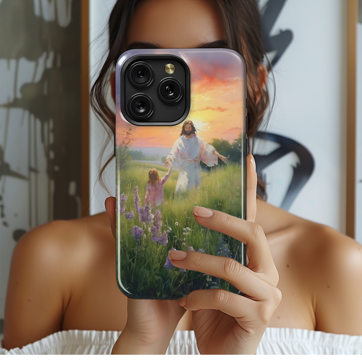 Sunset Meadow Walk Phone Case iPhone Samsung Cover Pixel 4022 - Image 2