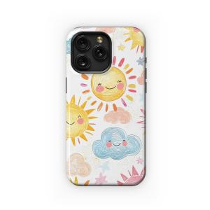 Sunshine and Clouds Doodle Art Phone Case iPhone Samsung Cover Pixel 4898 - Image 1