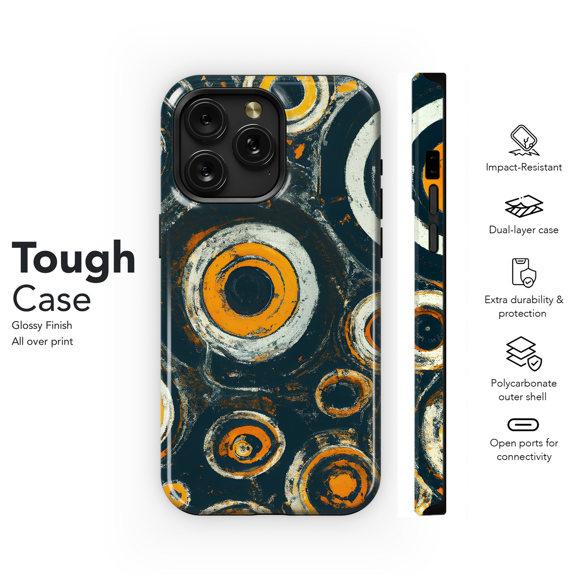 Swahili Circles Shapes Yellow Orange White Phone Case iPhone Samsung Cover Pixel 3765 - Image 6