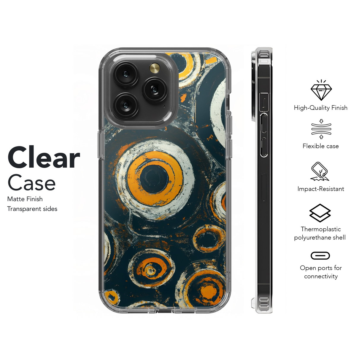 Swahili Circles Shapes Yellow Orange White Phone Case iPhone Samsung Cover Pixel 3765 - Image 8