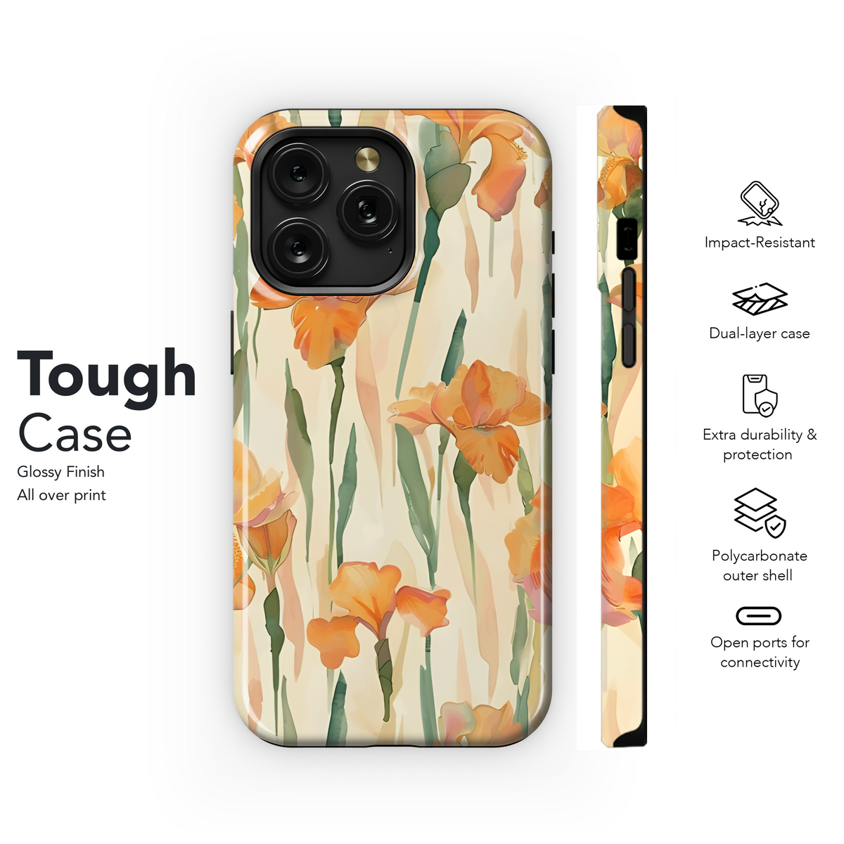 Sweet Flower Watercolor Pattern Phone Case iPhone Samsung Cover Pixel 2455 - Image 6